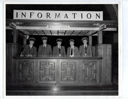 A picture of the Los Angeles Union Station Information Booth (1954).
